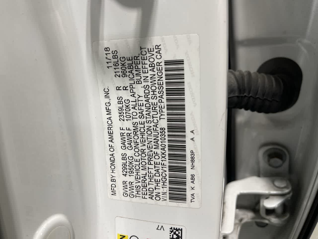 2019 Honda Accord Sedan LX 1.5T