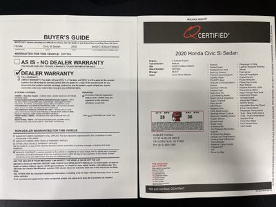 2020 Honda Civic Si Manual